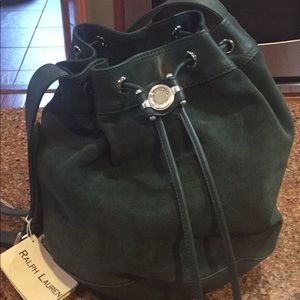 Ralph Lauren Suede bucket bag with Leather trim